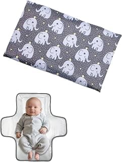 Cute Elephant Portable Diaper Changing Mat,Waterproof Foldable Travel Changing Pad,On-The-Go Wipeable Reusable Changing Pad,Waterproof & Compact,for Diaper Bags,Travel,Car Backseat Changes,Strollers