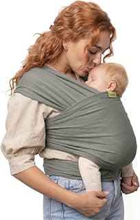 Boba Baby Wrap Carrier - Stretch Cotton Newborn Sling, Grey | Breathable, Hands-Free Babywearing Carrier Wrap; ergonomic, secure hold for newborn to toddler 7-35 lbs.
