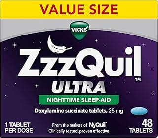 ZzzQuil, Ultra, Sleep Aid, Doxylamine Succinate 25mg, Sleep Aids for Adults, Nighttime Sleep Aid, 48 Count