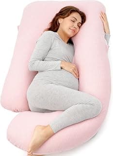 Removable Jersy Cover, Support for Back, Legs, Belly, Hips for Pregnant Women, Side Sleeper, 57 Inch, Pink