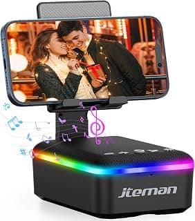 JTEMAN Gifts for Men Women,Cell Phone Stand with Bluetooth Speaker,LED Light,and Lanyard,Cool Tech Gadgets,Unique Birthday Gifts for Men Husband Mom Dad