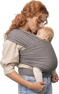 Boba Baby Wrap Carrier – Original Baby Sling Carrier for Newborns (7–35 lbs), Soft, Secure, Hands-Free & Ergonomic, Ideal for Comfortable Bonding, New Parents (Grey)