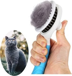 Self Cleaning Slicker Brush - Cat Brush Skin-Friendly Deshedding Grooming Massaging Tool for Long & Short Haired Pets, Cat Hair Brushes Easy Removes Undercoat for Dogs Cats Rabbits - UPGRADED, Blue