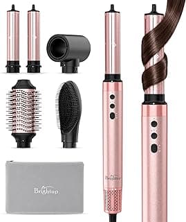 Brightup 5 in 1 Hot Air Styler & Hair Dryer Brush | Auto Curling,1400W Fast Drying,Negative Ions,Cool Shot Button,Volumizing and Travel Bag