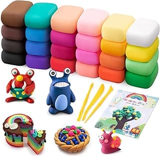 Air Dry Modeling Clay Kit - 24 Colors with 3 Sculpting Tools - Magic Foam Clay for Kids & Adults - DIY Molding Gift for Boys & Girls