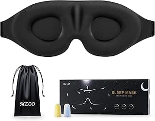 MZOO Luxury Sleep Mask for Women Men Patented Light Blocking Design | Zero Eye Pressure, 3D Contoured Sleeping Mask for Side Sleeper, Breathable, Adjustable, for Travel, Black