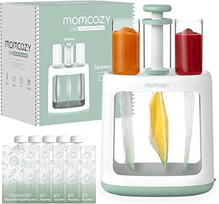 Momcozy Squeeze Station, Baby Food Maker, Pouch Filler for Baby Puree | Pouch Filler for Homemade Baby Puree, BPA-Free, Dishwasher Safe, with Reusable Baby Food Pouches for Toddlers