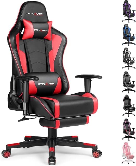 _SKIP_GTPLAYER Gaming Chair with Footrest Speakers Video Game Chair Bluetooth Music Heavy Duty Ergonomic Computer Office Desk Chair