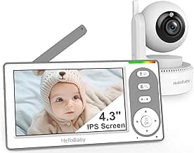 HelloBaby 4.3'' Video Baby Monitor with 30 Hours Battery, Remote Pan-Tilt-Zoom Baby Monitor No WiFi, Baby Monitor with Camera and Audio, Night Vision, ECO Mode, Two-way Talk, 8 Lullabies, 1000ft Range | Remote Pan-Tilt-Zoom, Baby Monitor with Camera and Audio, Night Vision, ECO Mode, Two-way Talk, 8 Lullabies, 1000ft Range