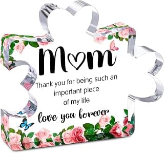 Mothers Day Mom Gifts for Mom Grandma Wife from Husband Daughter Son -Cute Engraved Acrylic Block Puzzle Piece - Mother's, Christmas,Birthday, Anniversary Home Office Desk Presents Ideas for Women Her