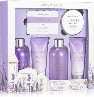 Spa Gifts for Women, Lavender Gift Set, Body & Earth 6 Pcs Bath Gift Sets, Self Care Kit, Birthday Relaxing Spa Set for Her Christmas Gifts for Mom