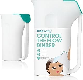 Amazon's Choice: Frida Baby Control The Flow Bath Rinse Cup, Tear Free Rinser to Wash Hair and Body with Easy Grip Handle and Removable Rain Shower, Made in USA