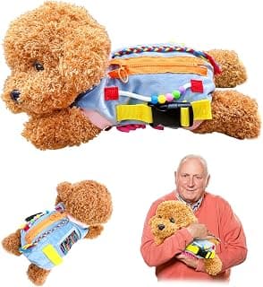 Fidget Sensory Dog Blanket for Elderly | Premium Dementia Activities for Seniors Items | Engaging Sensory Items (pup) for Adults | Gift and Activities for Seniors with Alzheimer