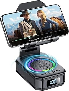 Gifts for Men Women, Cell Phone Stand with Wireless Bluetooth Speaker and Colorful LED Lights, 4-in-1 Multifunctional Phone Holder Support Fast Charging, Adjustable Desktop Stand, Best Gifts