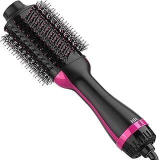 Dimecano Hair Dryer Brush, 4 in 1 One Step Hair Dryer and Styler Volumizer, Professional Hot Air Brush with Negative Ion Anti-frizz Blowout for Drying, Straightening, Salon, Black Pink