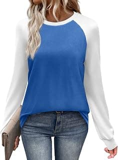 WIHOLL Long Sleeve Shirts for Women Color Block Raglan Tops Casual Crewneck Basic Tees Fall Clothes 2026 Fashion