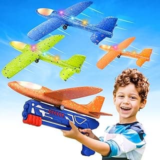 This Solves the Problem: Fuwidvia 3 Pack Airplane Launcher Toys, 13.2'' LED Foam Glider Plane Toy for Boys, 2 Flight Modes Outdoor Flying Toys Birthday Gifts for Boys Girls 4 5 6 7 8 9 10 11 12 Year Old (Blue&Green&Orange)