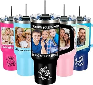 Customized Travel Mug Cup, Personalized Birthday Anniversary Wedding Gifts for Men Women Familiy Friends Employee