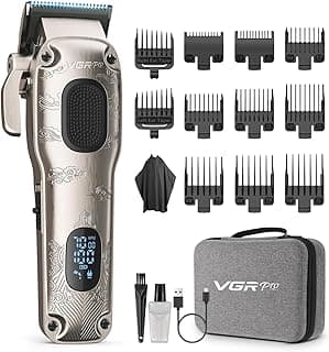 VGRPRO Hair Clippers for Men Professional, Cordless & Corded Barber Clipper | Clippers for Hair Cutting with Package Case, Electric Grooming Kit for Home & Barber Use, LED Battery Display, Gift for Men