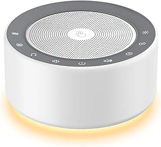 Kipcush White Noise Machine with Night Light – Nursery Sound Machine with Soft Non-Glare Lamp, 30 Soothing Sounds, 8 Color Lights, Up to 8-Hour Timer for Baby & Adults