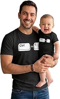 Tstars Ctrl C Ctrl V Dad and Baby Matching Shirts - Funny Daddy and Me Outfit for Father's Day or Family Photos