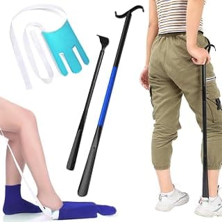 Sock Aids for Putting On Socks, Sock Assistant Device No Bending for Easy Dressing, Sock Helper Tool with Adjustable Extended Shoe Horn Long Handle, Back Scratcher for Seniors, Disabled, Pregnant