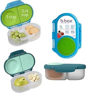 b.box Snack Box 2-Pack, Snack Containers for Kids, 1.75 Cup Kids Lunch Box | Bento Box for Kids, Lunch Containers, Leak Proof, Dishwasher Safe, BPA Free, PFAS Free, Ages 4 Months+ — Ocean Blue + Forest