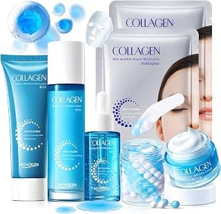 Collagen Skincare Set for Women – 7Pcs Face Care Kit with Cleanser,Toner,Serum,Eye Cream,Face Cream & Masks – Hydrating,Firming & Nourishing Routine,Gentle for All Skin Types,Great Gift Idea