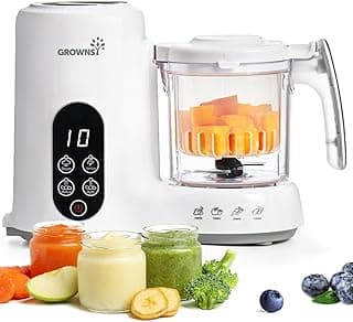 Grownsy Baby Food Maker with Steam Basket, One Step Baby Food Processor Steamer Puree Blender Grinder Mills Machine, Auto Cooking Grinding and Sterili-zing for Healthy Homemade Baby Food, BPA-Free