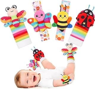 Infant basket & stocking stuffers, cotton hand & foot sensory toy, shower gift newborn essentials, boys & girls