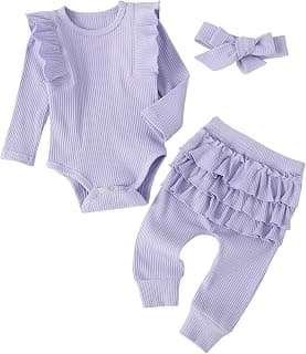 Hidden Gem Find: Baby Girl's 3pc Rib Frill Long Sleeve Romper and Pant Set