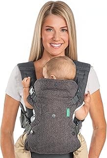 Infantino Flip 4-in-1 Baby Carrier Convertible Ergonomic, Gray | Adjustable Fit, Enhanced Lumbar Support, Ergonomic Hands-Free Parenting, Registry Gift, for Newborns and Toddlers