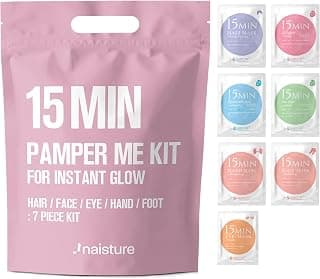15 Min Pamper Me Kit Korean Spa Skincare Gift Set for Women-Head to Toe with Hair, Face, Eye, Hand, & Foot Masks (7 pcs)