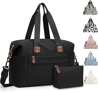 Pritent Travel Duffle Bag, Weekender Overnight Personal Item Carry On Bag | Waterproof Duffel Bag, with Toiletry Bag, Removable Strap, Hospital Bag for Labor Delivery, Airplane Travel, Gym