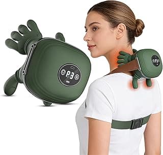 Human-Like Neck Massager with Heat for Pain Relief Deep Tissue, Cordless 4D Kneading Neck and Shoulder Massager Back Massager with Bionic fingers Massage and Screen, Ideal Gifts for Women Men