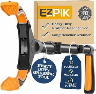 EZPIK Classic 40” Folding Grabber Reacher Tool with Dual Magnets, Heavy Duty Trash Picker Upper Grabber for Seniors & Disabled Users, Aluminum Pickup Tool for Everyday Reaching Aids (Black)