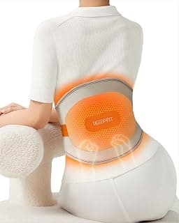 Baby Shower Gift Idea: IKEEPFIT Portable Heating Pad for Back, Cordless Wearable Heat Belt with Massager for Lower Back Pain Relief, Battery Powered 8000 mAh Rechargeable, MAXwarm® 3.0, Gift for Women Men 90-310 lbs