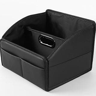 Upgraded Basket for Car Seats & Floor, Matte Metal Handle, 6 Compartments, Adjustable Strap Buckles Slip-Resistant Foldable