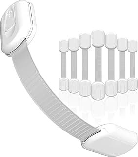 SKYLA HOMES Child Safety Cabinet Locks, White, 8 Pack | ABS and TPE adhesive latches for cabinets, drawers, ovens and toilet seats; no screws or magnets needed