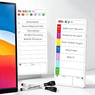 Week & To Do List Dry Erase Magnetic Memo Board Planer, Sticky Note Holder with 2 Markers