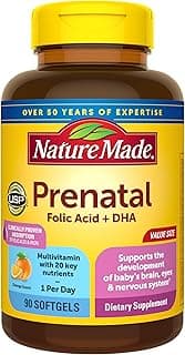Upgrade Your Life With This: Nature Made Prenatal Vitamins for Women with Folic Acid + DHA, Prenatal Vitamin and Mineral Supplement for Daily Nutritional Support, 90 Softgels, 90 Day Supply