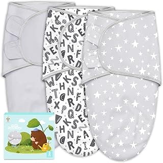 Cute Castle 3-Pack Baby Swaddle Sleep Sacks - Newborn Swaddle Sack - Ergonomic Baby Swaddles Blanket Warp for Boys and Girls - Baby Essentials (0-3 Months - Gray, Letters, Stars)