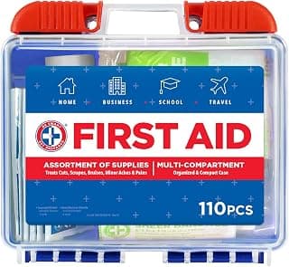 Be Smart Get Prepared 110 Pc First Aid Kit - Home, Car, Office, Travel, FSA