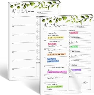 Joyberg 2 PCS Weekly Meal Planner Magnetic for Fridge 8.3x5.5”, Undated Meal Planner and Grocery List Tearable Shopping List, Magnetic Menu Planner for Fridge for Weekly Plan - 50 Pages/Book