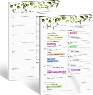 Joyberg 2 PCS Weekly Meal Planner Magnetic for Fridge 8.3x5.5”, Undated Meal Planner and Grocery List Tearable Shopping List, Magnetic Menu Planner for Fridge for Weekly Plan - 50 Pages/Book