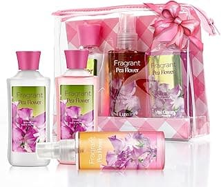 Bath and Body Gift Set, Pea Flower Fragance Gel, Lotion, Mist, Travel Size Spa Set With Natural Extracts - Body Care kit for Birthday Mother's Day Chirstmas Gifts