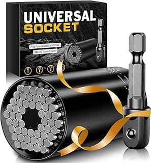Universal Socket Tools Gifts for Men Dad Him Husband Teen Boys Women Cool Stuff Ideas Gadgets Gifts Christmas Stocking Stuffers Birthday Fathers Day Grip Socket Set with Power Drill Adapter (7-19mm)
