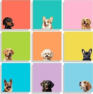 9 Pads Cute Sticky Notes Set, 3" x 3" Dog Self Stick Notepads, Funny Dog Stationery, Kawaii Adhesive Memo Pads, Dog Lover Gifts, Office Decor Desk Accessories, School Supplies