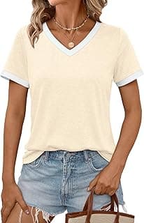 Womens Short Sleeve T-Shirts Summer Tops Casual Soft Tunic V Neck Basic Workout Clothes Spring Fashion Outfits 2026