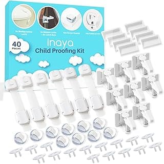 Inaya Complete Baby Proofing Kit - Child Safety Hidden Locks for Cabinets & Drawers, Adjustable Safety Latches, Corner Guards and Outlet Covers - Baby Proof Pack to Keep Your Child Safe at Home